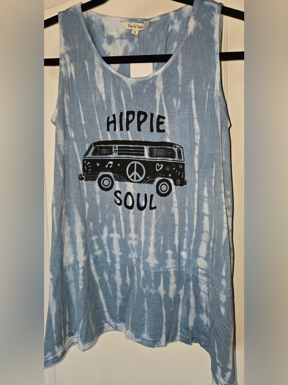 Yak & Yeti "Hippie Soul" Tank Top, Light Blue Tie-dye BNWT